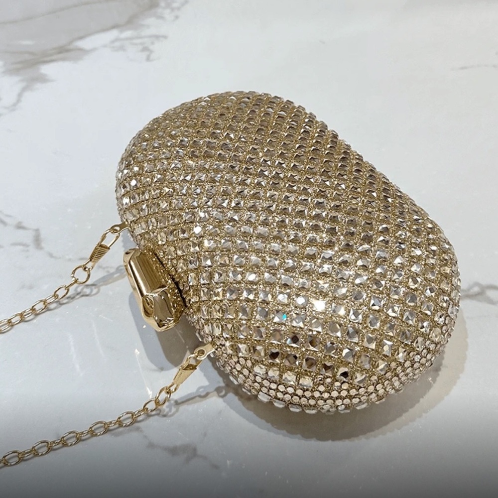 🆕 Gold Rhinestone Clutch Handbag - Picture 5 of 9